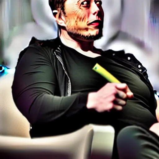 Image similar to elon musk smoking weed