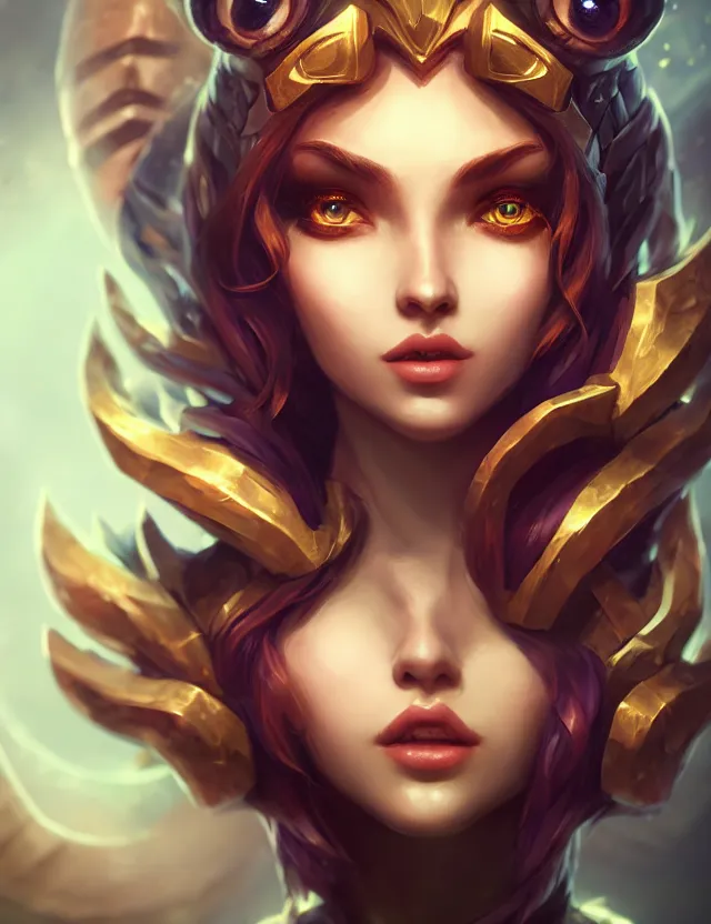 Prompt: league of legends portrait, life - size, wonderful eyes, super - detailed, digital art, artstation trends, cinematic lighting, studio quality, smooth rendering, unreal engine 5 rendering, octane rendering, klimt and nixeu art style, ian sprigger, vlop and krentz kushart