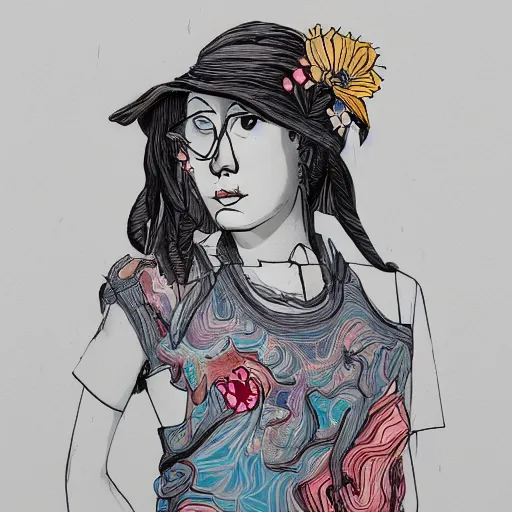 Prompt: a woman in the style of James jean