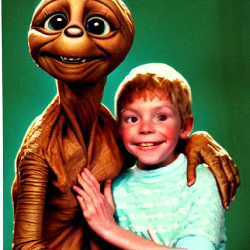 Image similar to family photo, with et, 1 9 8 4