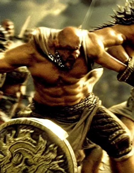 Image similar to epic battle screen, film still from the movie'3 0 0'( 2 0 0 6 )