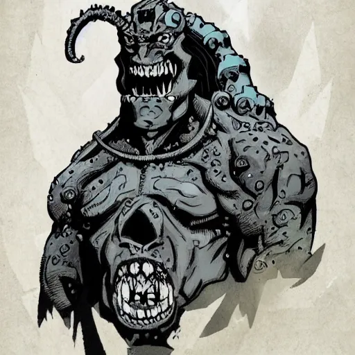 Image similar to moria orc, portrait, in the style of mike mignola