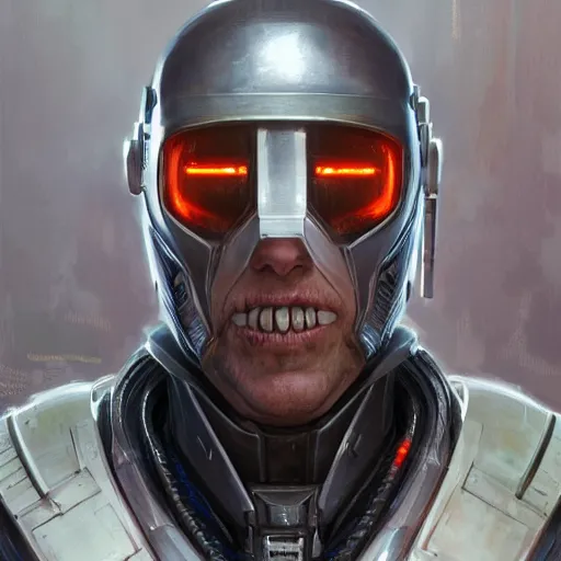 Image similar to human male as a realistic scifi cyberpunk knight, closeup portrait art by donato giancola and greg rutkowski, realistic face, digital art, trending on artstation, skull helmet, symmetry!!!