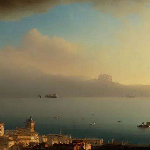 Prompt: A detailed matte painting of Genoa in the 15th century, trending on artstation by Ivan Aivazovsky