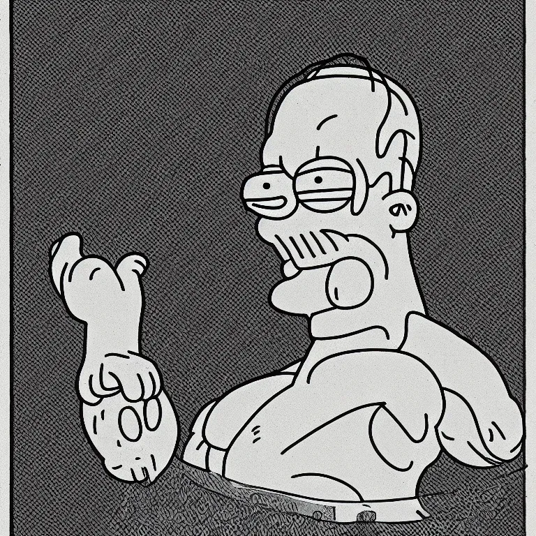 Prompt: portrait of homer simpson in renaissance pose, cartoon style