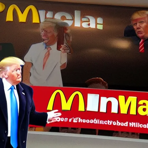 Prompt: trump working in McDonald's