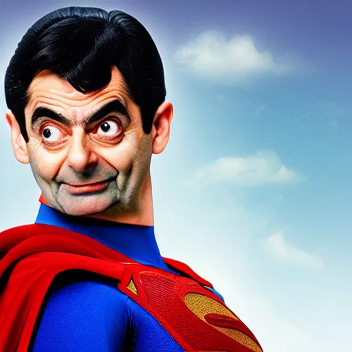 Image similar to Mr. Bean as Superman