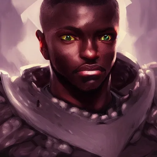 Prompt: black man fighter. dnd. d&d. Epic fantasy, 4k. realistic. Detailed. Digital painting. Sharp focus, illustration, Beautiful, gorgeous. Cinematic. Dramatic. High contrast. artstation. smooth.