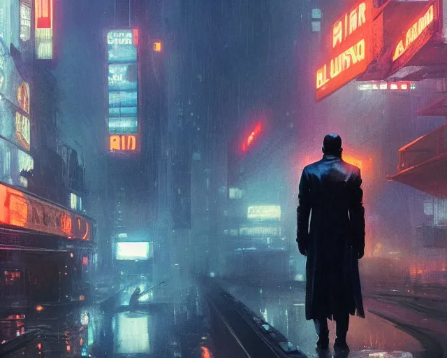 Image similar to 2 0 1 8 blade runner movie still jamie foxx look at the cityscape from roof perfect face fine realistic face pretty face reflective polymer suit tight neon puffy jacket blue futuristic sci - fi elegant by denis villeneuve tom anders zorn hans dragan bibin thoma greg rutkowski ismail inceoglu illustrated sand storm alphonse mucha