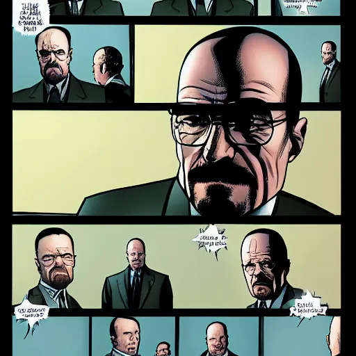 Prompt: walter white in vertigo comic