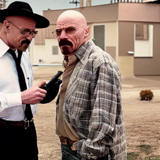 Prompt: Wario meets Walter White for the first time, still from the show Breaking Bad