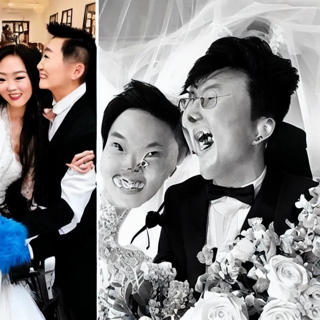 Image similar to justin sun marries cookie monster, instagram couple's professional wedding photography