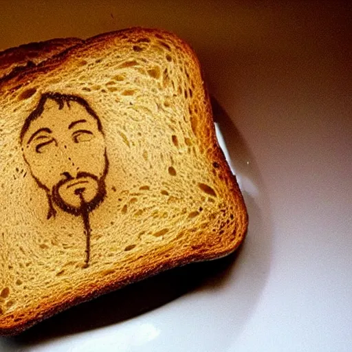 Image similar to imagine a piece of toast with a jesus burned into the bread