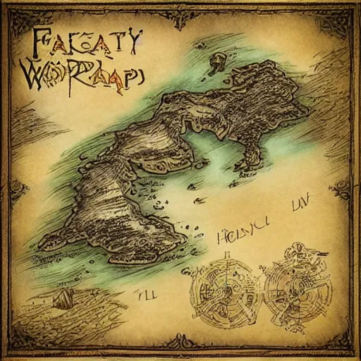 Image similar to fantasy world map, drawn, detailed