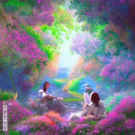 Image similar to porter robinson nurture album cover as an impressionist painting