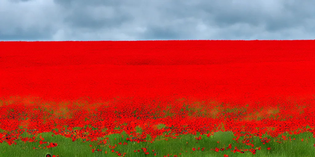 Prompt: field of poppies, marvel style