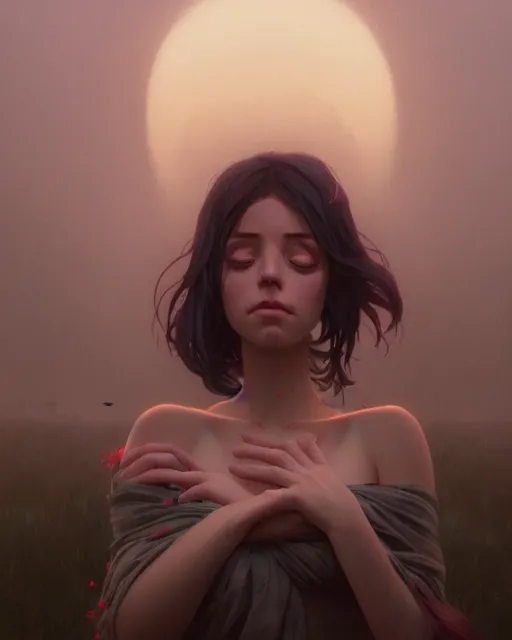 Image similar to highly detailed vfx portrait of a woman crying, unreal engine, greg rutkowski, loish, rhads, beeple, makoto shinkai and lois van baarle, ilya kuvshinov, rossdraws, tom bagshaw, alphonse mucha, global illumination, detailed and intricate environment