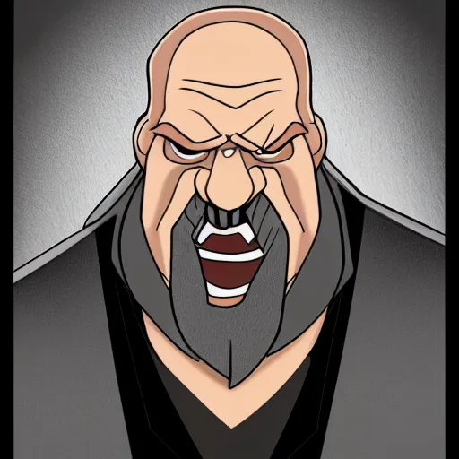 Image similar to Head-to-shoulder shot of Triple H as a Disney villain, Disney, cartoon, Disney style, 2d, drawn image, beautifully drawn, Disney 2d animation still, digital 2D animation, traditional animation, Disney style, Disney animation, Deviantart, very coherent symmetrical artwork, heroic look, artstation