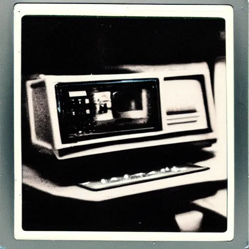 Prompt: “cyberpunk electronics department in 1980. Polaroid”