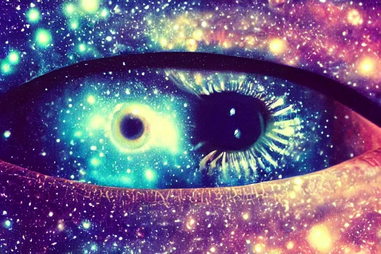 Image similar to a galaxy inside of an eye, beautiful eye, eye, eye of a woman, realistic, ultra realistic, macro, beautiful, digital art, trending on artstation