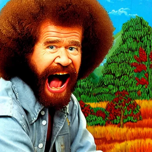 Image similar to bob ross screaming at easy rider