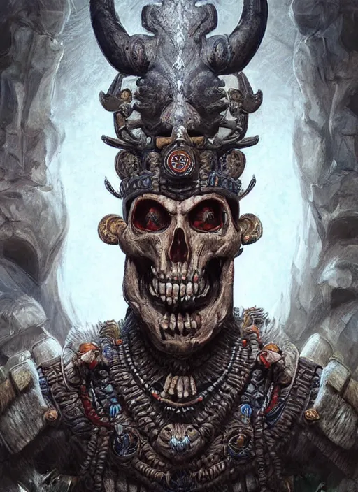 Image similar to digital _ painting _ of _ ah puch mayan god of death _ by _ filipe _ pagliuso _ and _ justin _ gerard _ symmetric _ fantasy _ highly _ detailed _ realistic _ intricate _ port