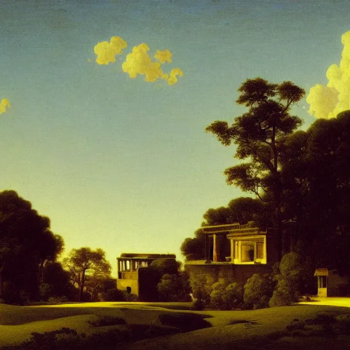 Image similar to a building in a landscape, by martin johnson heade