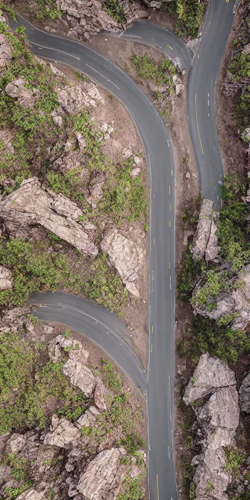 Image similar to detailed dji mavic flying over a mountain road, photo, kodak portra 4 0 0, direct flash, cinematic lighting, anti aliasing