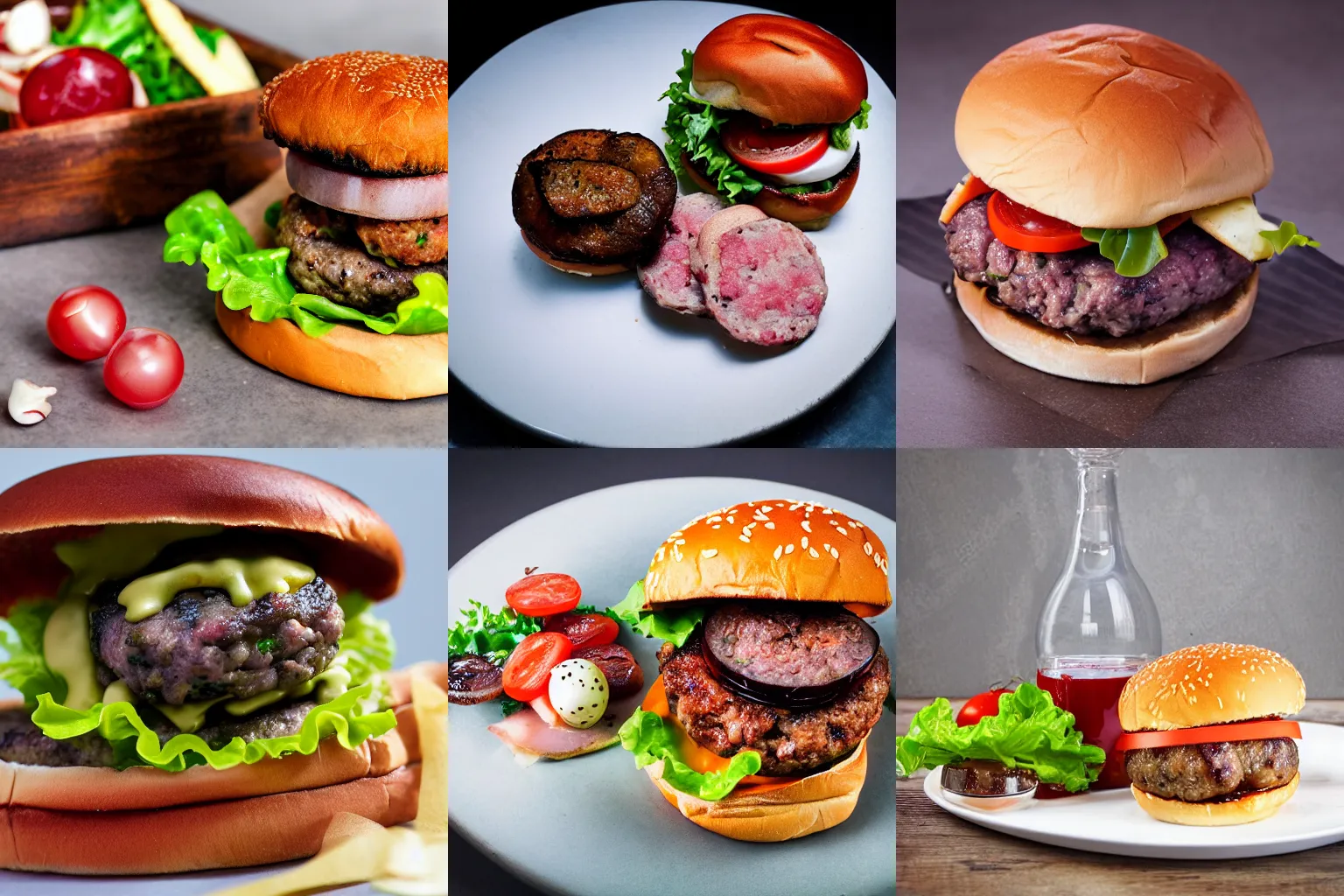 Prompt: rat burger, food photography