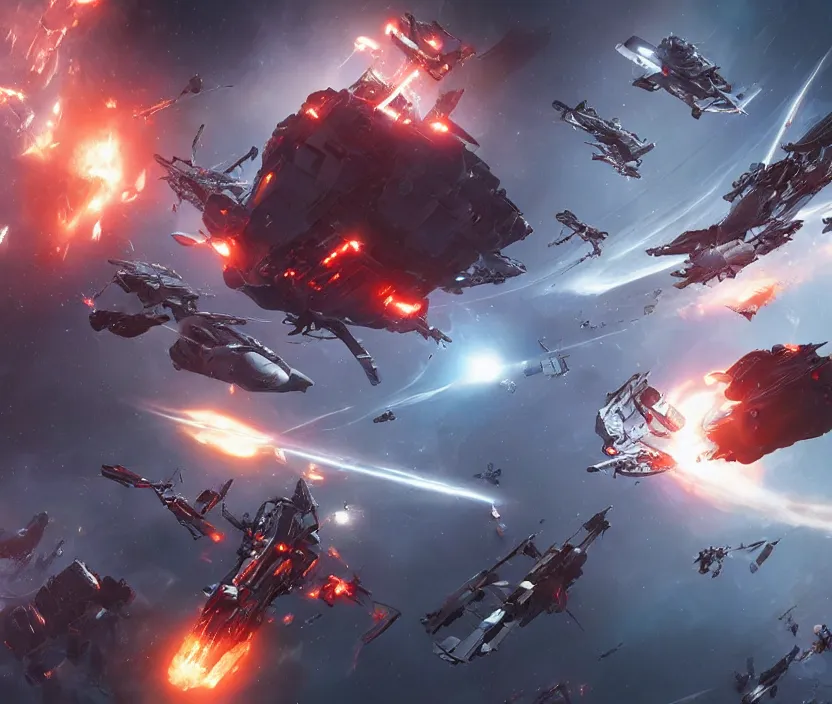 Image similar to an epic space battlem trending on cgsociety