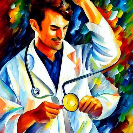 painting of a surgeon doctor cat by Leonid Afremov Stable Diffusion