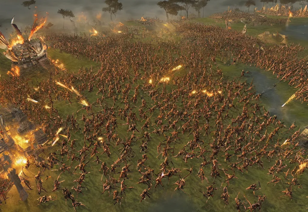 Image similar to rome total war 2 epic battle, hyper detailed, sunset, trending on artstation