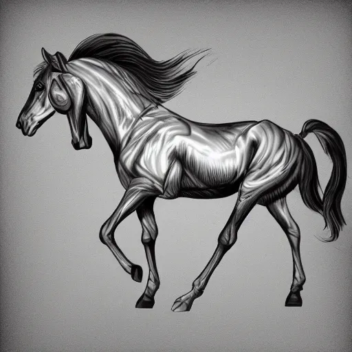 Image similar to a mutant horse,digital sketch