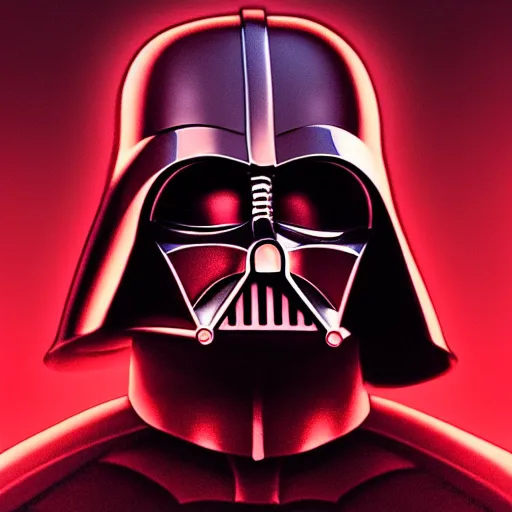 Image similar to darth vader's head coming out of a red mist, shiny, trending on artstation, profile pic, centered, accurate anatomy, highly detailed, digital art