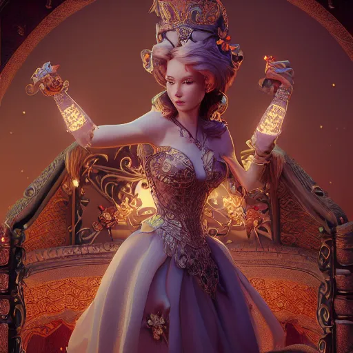 Image similar to wonderful princess with fair skin, ornate 8 k gorgeous intricate detailed, accent lighting, dramatic light, octane render