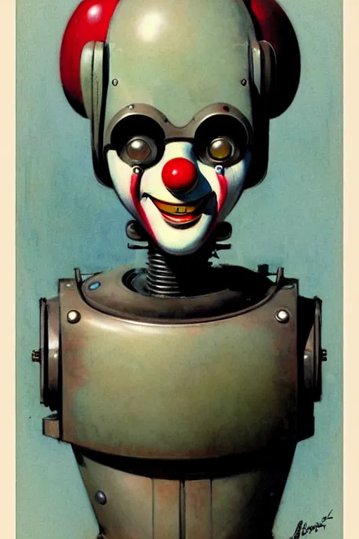 Image similar to ( ( ( ( ( 1 9 5 0 s retro future android robot clown. muted colors., ) ) ) ) ) by jean - baptiste monge,!!!!!!!!!!!!!!!!!!!!!!!!!