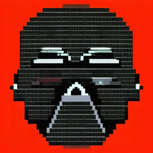 Image similar to pixel art portrait of darth vader, award winning, artstation, detailed, grid