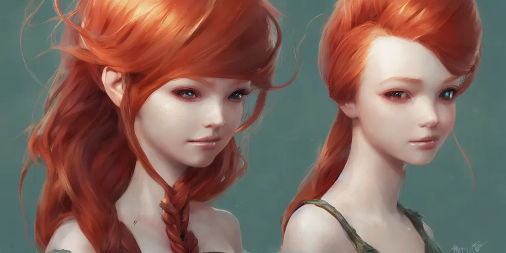 Prompt: concept art of gingerhead cute mermaid, video game characters head designs, unique hair designs, by artgerm and greg rutkowski and lin hsiang and krenz cushart and wlop