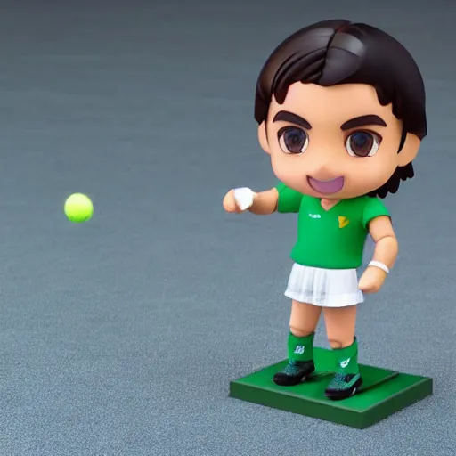 Image similar to rafael nadal! as nendoroid, background is tennis court, kodak film