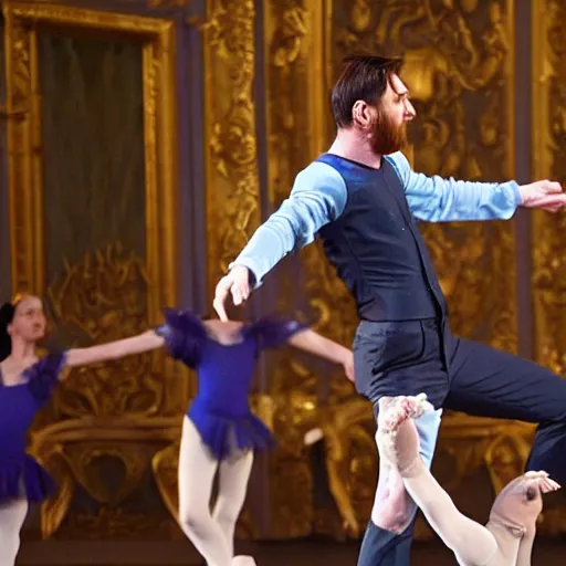 Image similar to lionel messi dancing ballet on the Odessa Opera Theatre stage