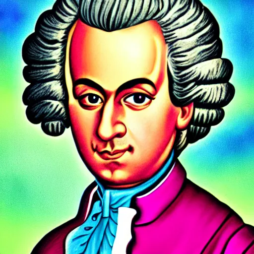 Image similar to original illustration of Mozart by Lisa Frank