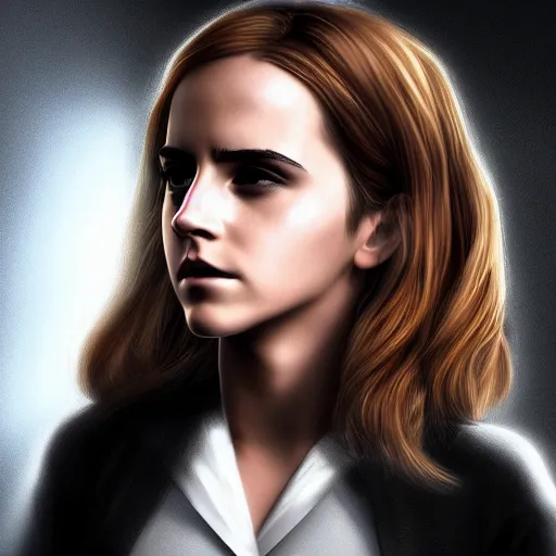 Image similar to emma watson as hermione granger transforming into a black cat, 3 d render