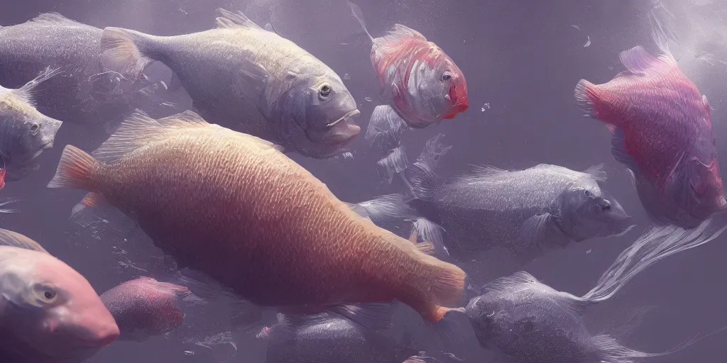 Prompt: a nervous and impatient wave of beta fishes, hyperdetailed, artstation, cgsociety, 8k