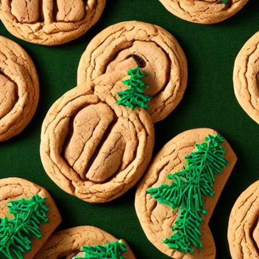 Image similar to tall pine tree growing cookies, realistic, 4 k, ultra hd
