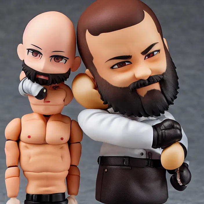 Image similar to boxer andrew tate bald with beard, an anime nendoroid of boxer andrew tate bald with beard, figurine, detailed product photo