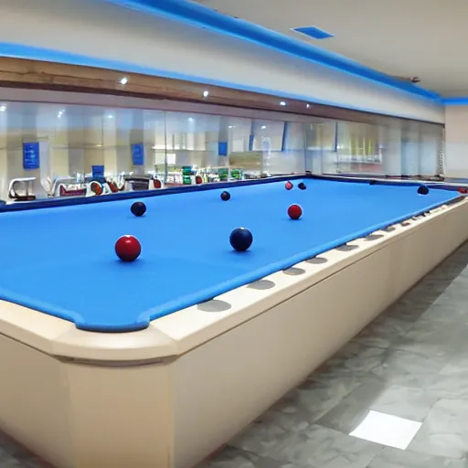 Image similar to Level 37, commonly referred to as the Poolrooms, is an expansive complex of interconnected rooms and corridors slightly submerged in undulating, lukewarm water. Each area of the level varies greatly in size and structure, ranging from uniform pools and hallways to more open, abnormally-shaped areas. The walls, ceilings, and floors of the level all appear to be constructed from the same white ceramic tile, with the only deviation from this color being the blue-green hue of the water.