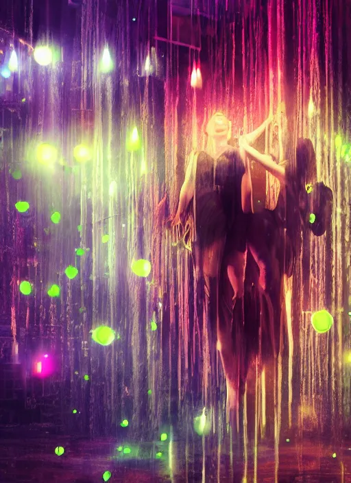 Image similar to cinematic shot epic group happy humans, hyper realistic, mood lighting, fantasy, detailed flow of beautiful digital images, floating graphics, dripping light drops, supercomputers text to images, beautiful graphics, highly detailed, super realistic, perfect lighting pixel sorting, style sheet