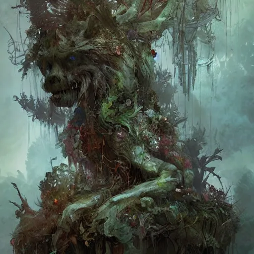 Prompt: ellen jewett, haunted forest, concept art