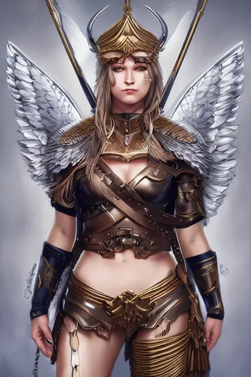 Image similar to a highly detailed beautiful portrait or a valkyrie in the style of artgerm.