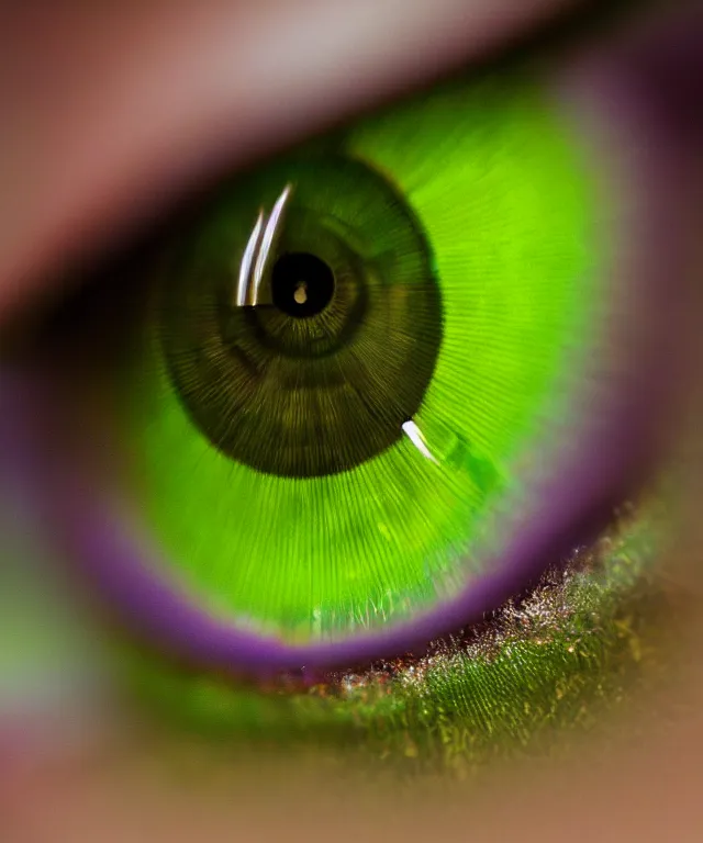 Prompt: close up of a green eye iris, electrical sparks, macro lens, 7 0 mm, highly detailed